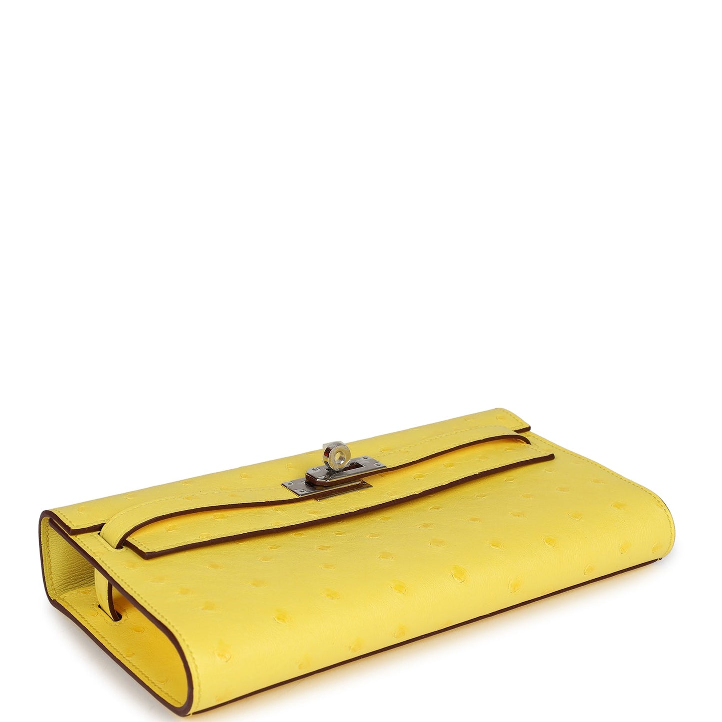 Hermes Kelly To Go Wallet Jaune Citron Ostrich Palladium Hardware