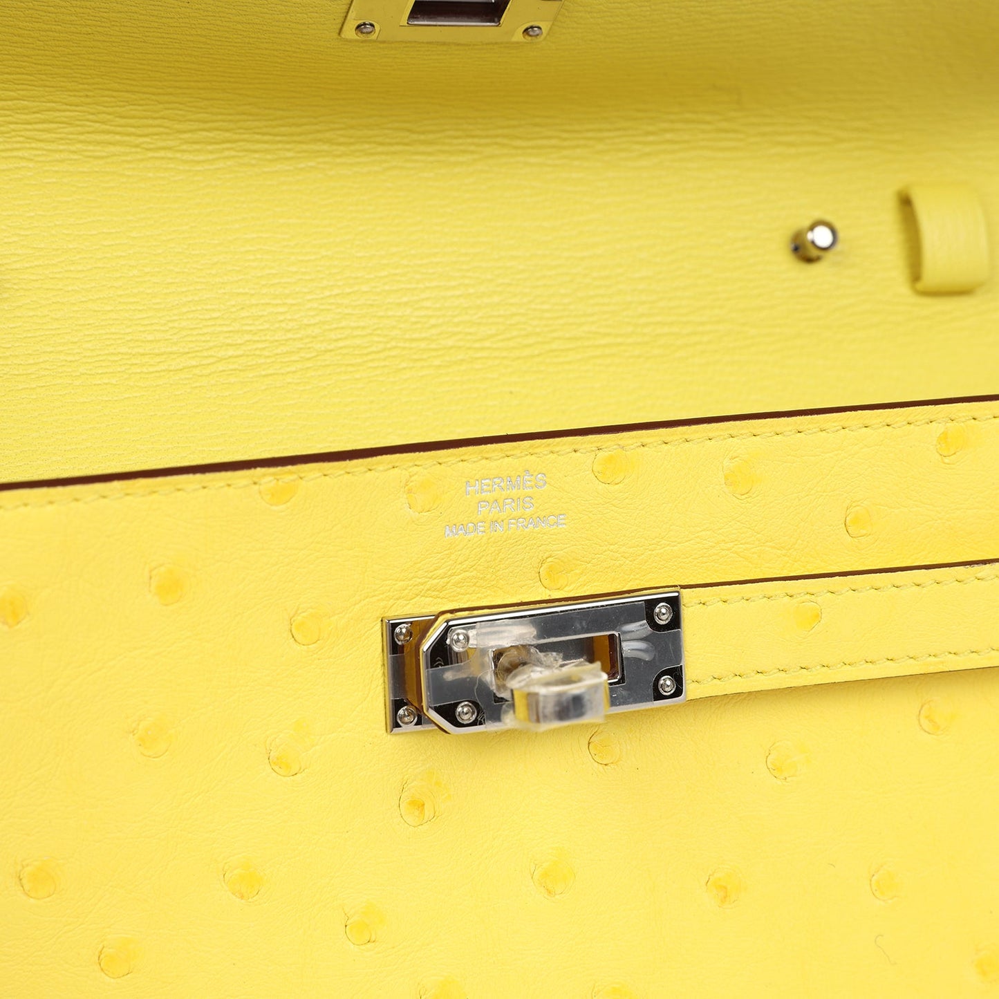 Hermes Kelly To Go Wallet Jaune Citron Ostrich Palladium Hardware