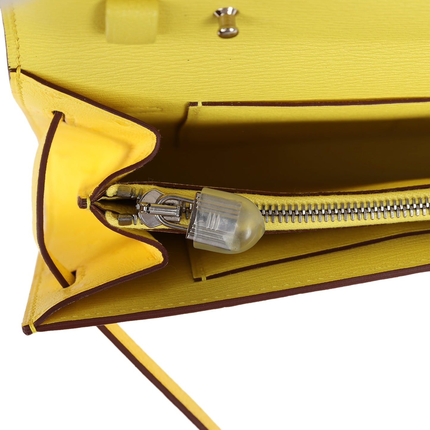 Hermes Kelly To Go Wallet Jaune Citron Ostrich Palladium Hardware