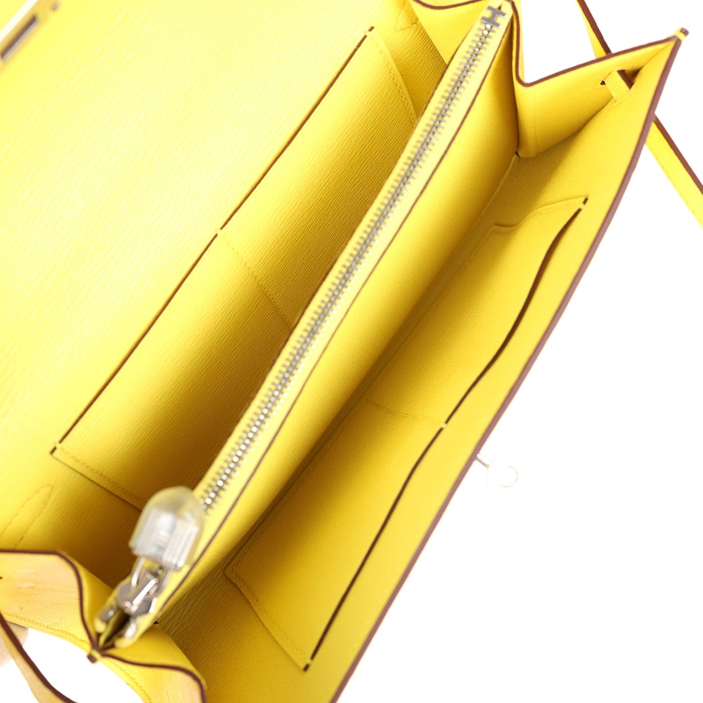 Hermes Kelly To Go Wallet Jaune Citron Ostrich Palladium Hardware