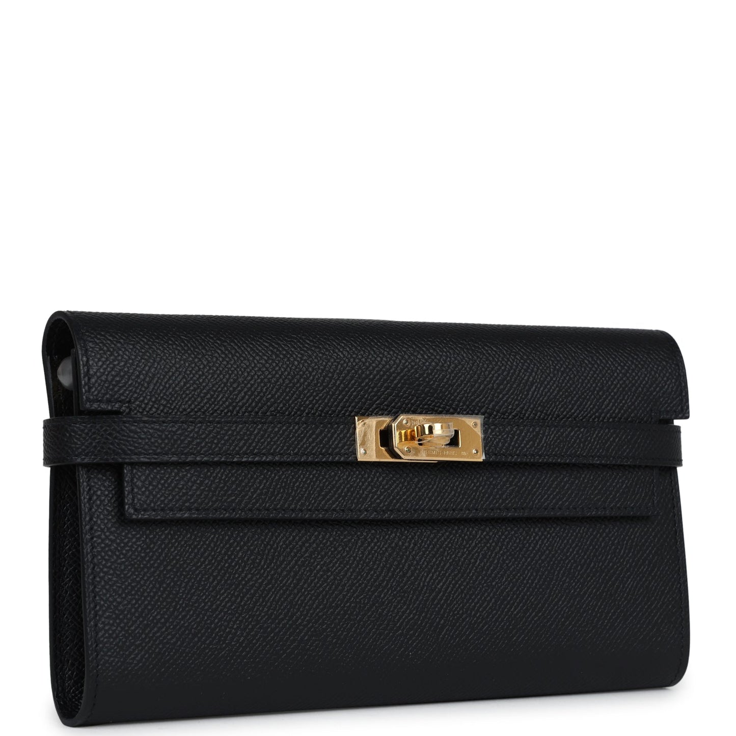 Hermes Kelly Long Wallet Black Epsom Gold Hardware