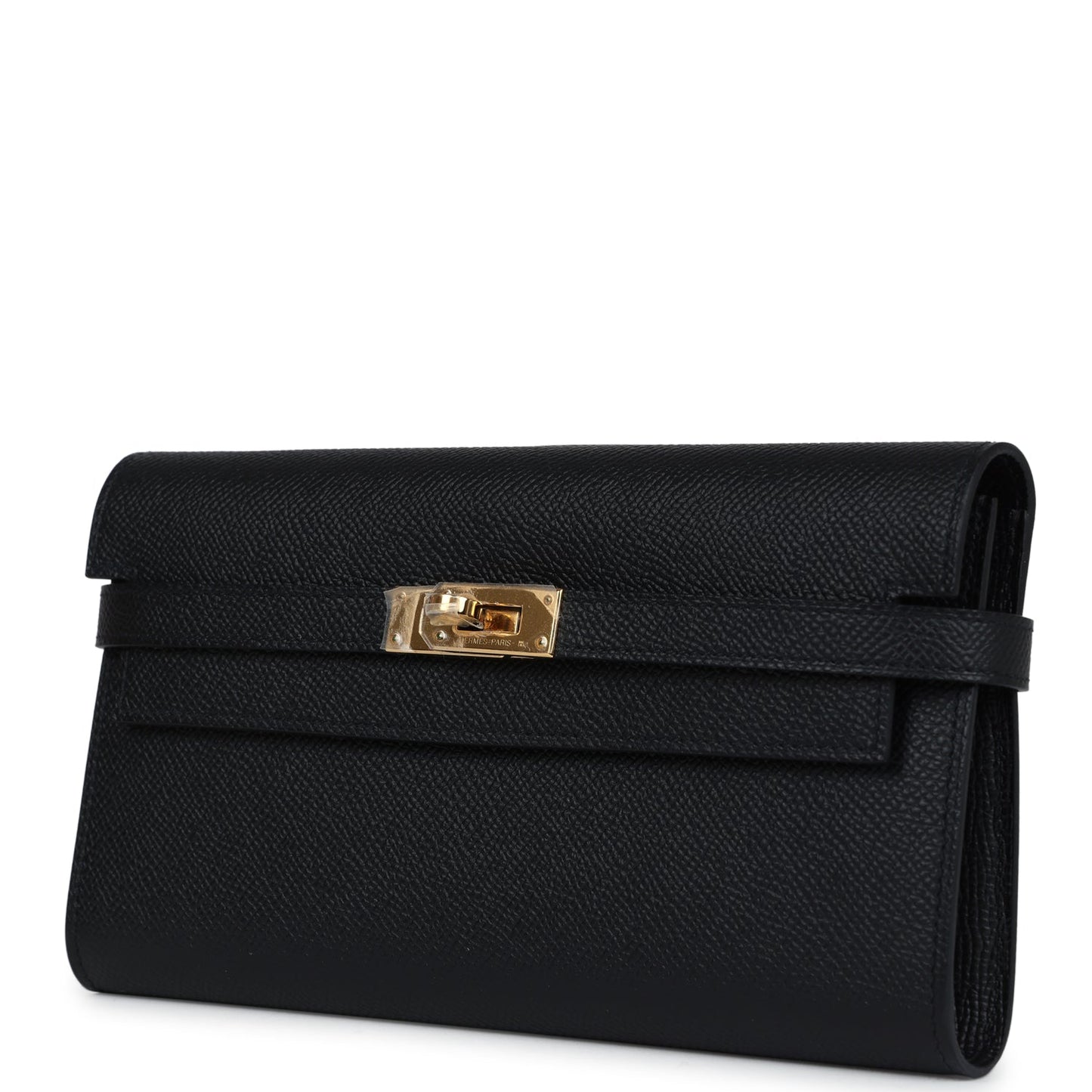 Hermes Kelly Long Wallet Black Epsom Gold Hardware