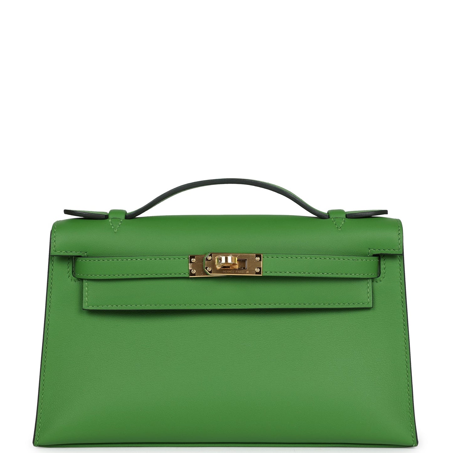 Hermes Kelly Pochette Vert Yucca Swift Gold Hardware