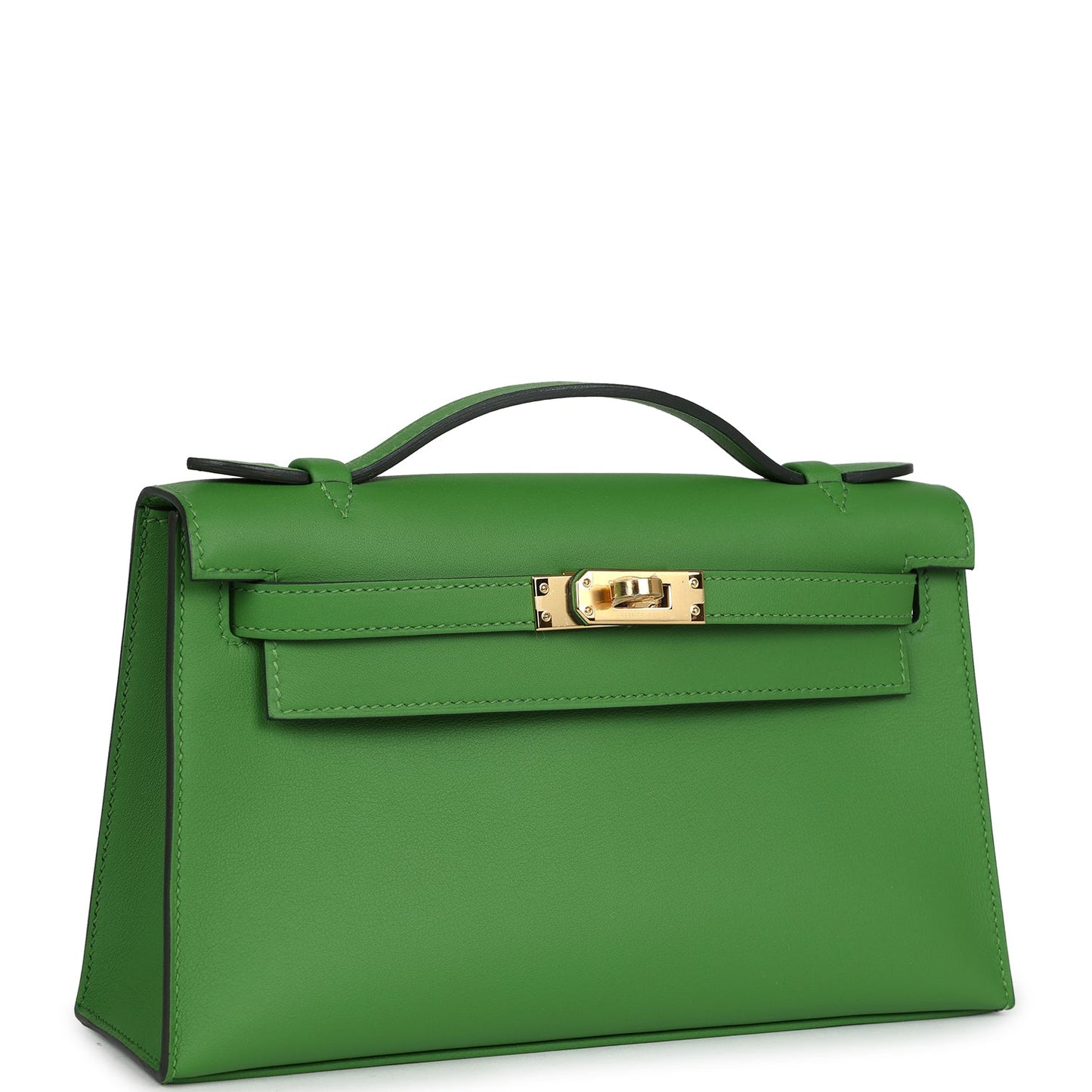 Hermes Kelly Pochette Vert Yucca Swift Gold Hardware