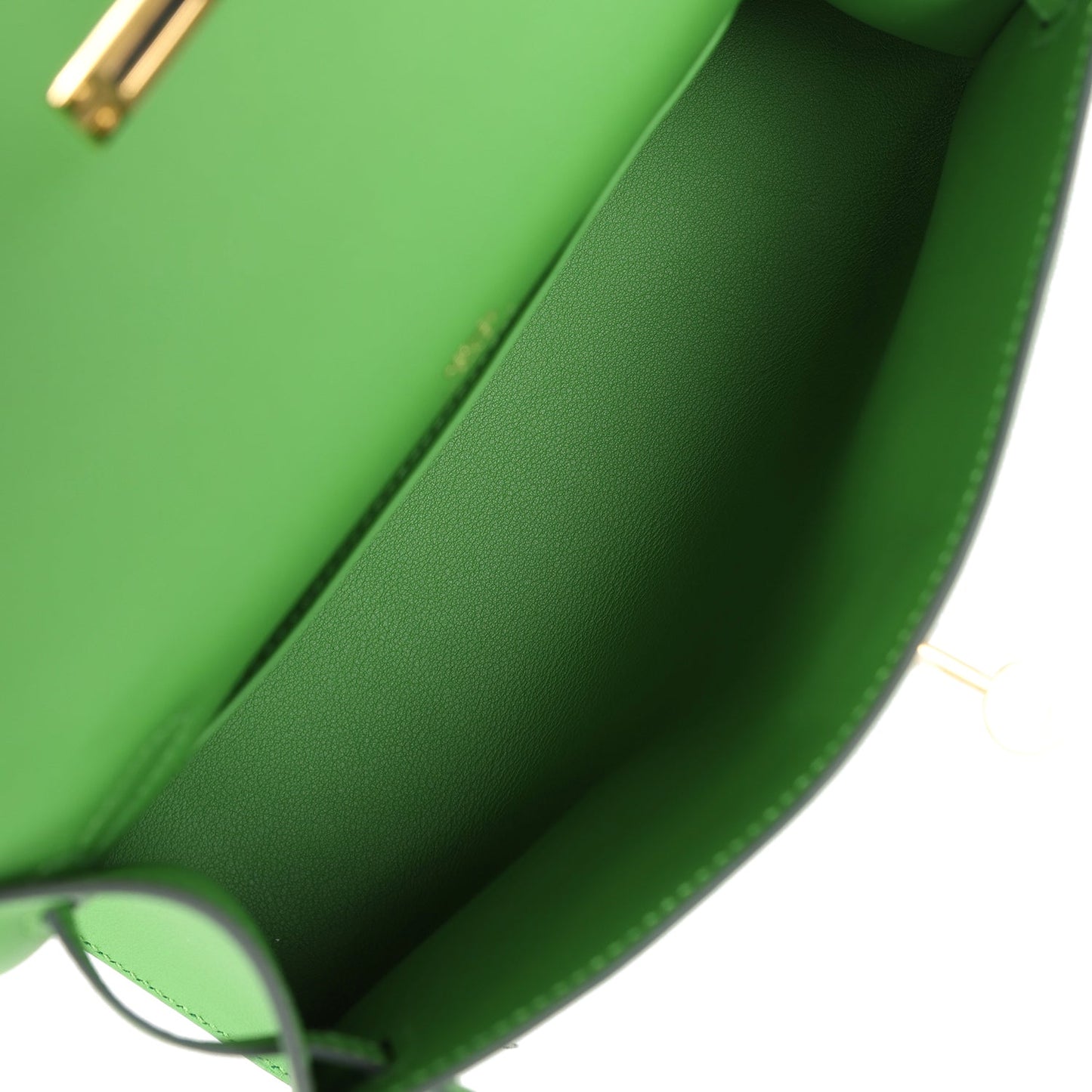 Hermes Kelly Pochette Vert Yucca Swift Gold Hardware