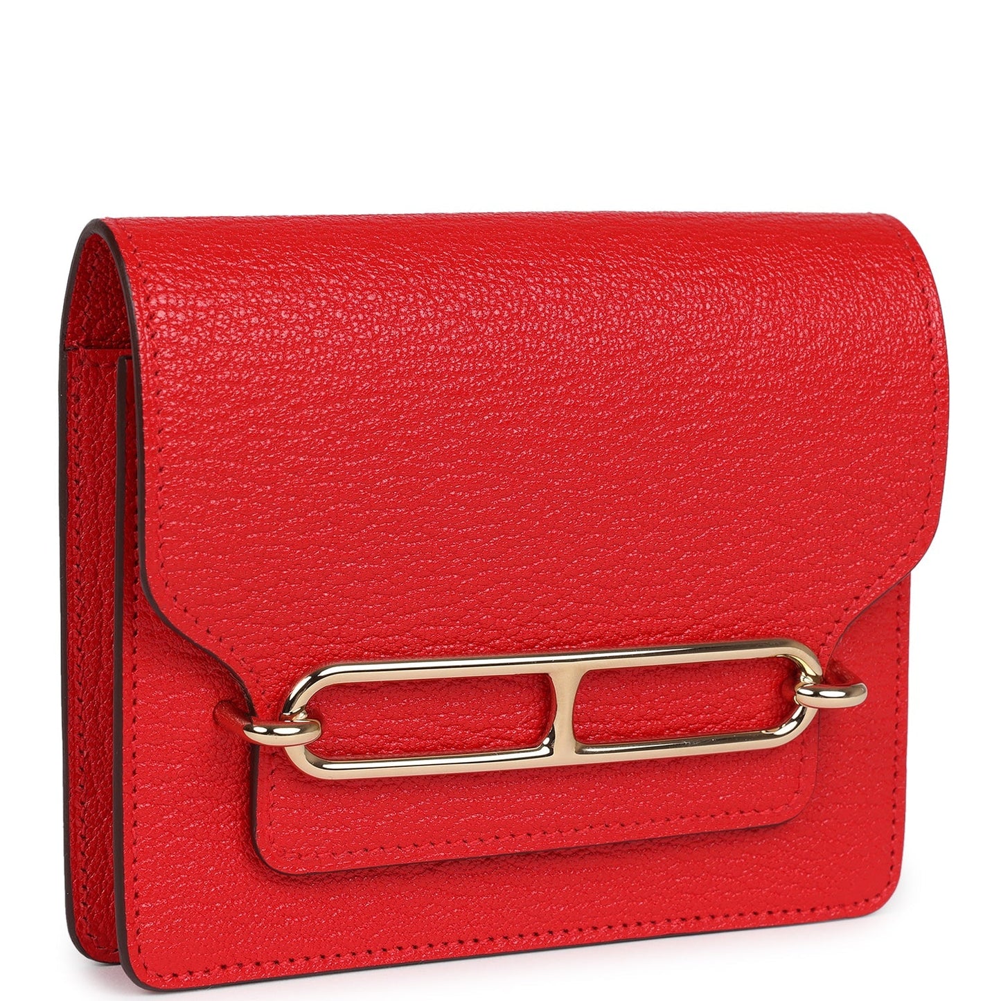 Hermes Roulis Slim Wallet Rouge de Coeur Chevre Gold Hardware