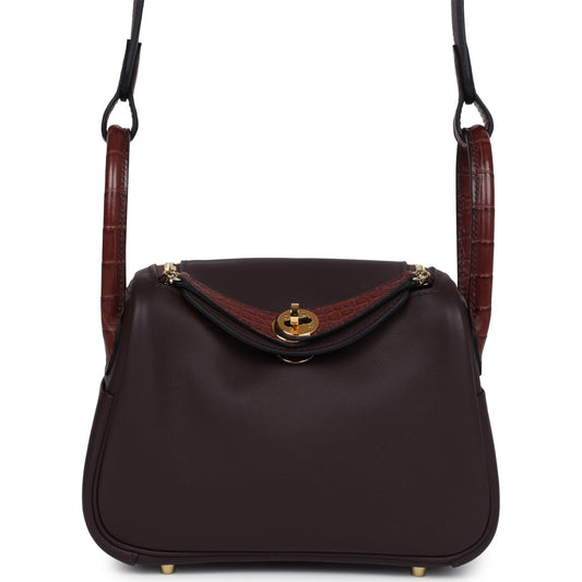 Hermes Mini Lindy Rouge Sellier Swift and Matte Alligator Touch Gold Hardware