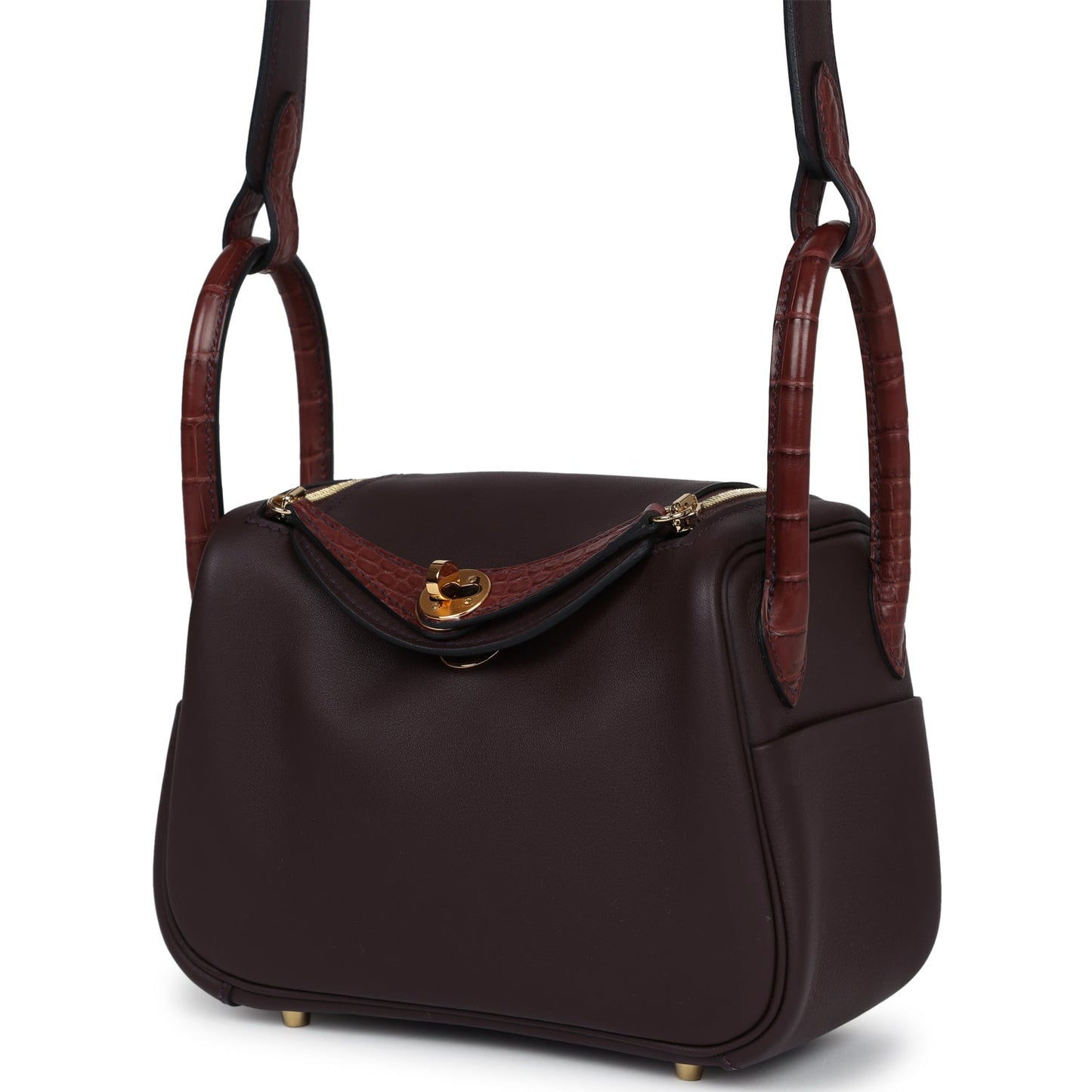 Hermes Mini Lindy Rouge Sellier Swift and Matte Alligator Touch Gold Hardware