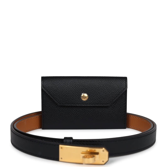 Hermes Kelly Pocket 18 Belt Black Epsom Gold Hardware - Bob Flawless Skincare 