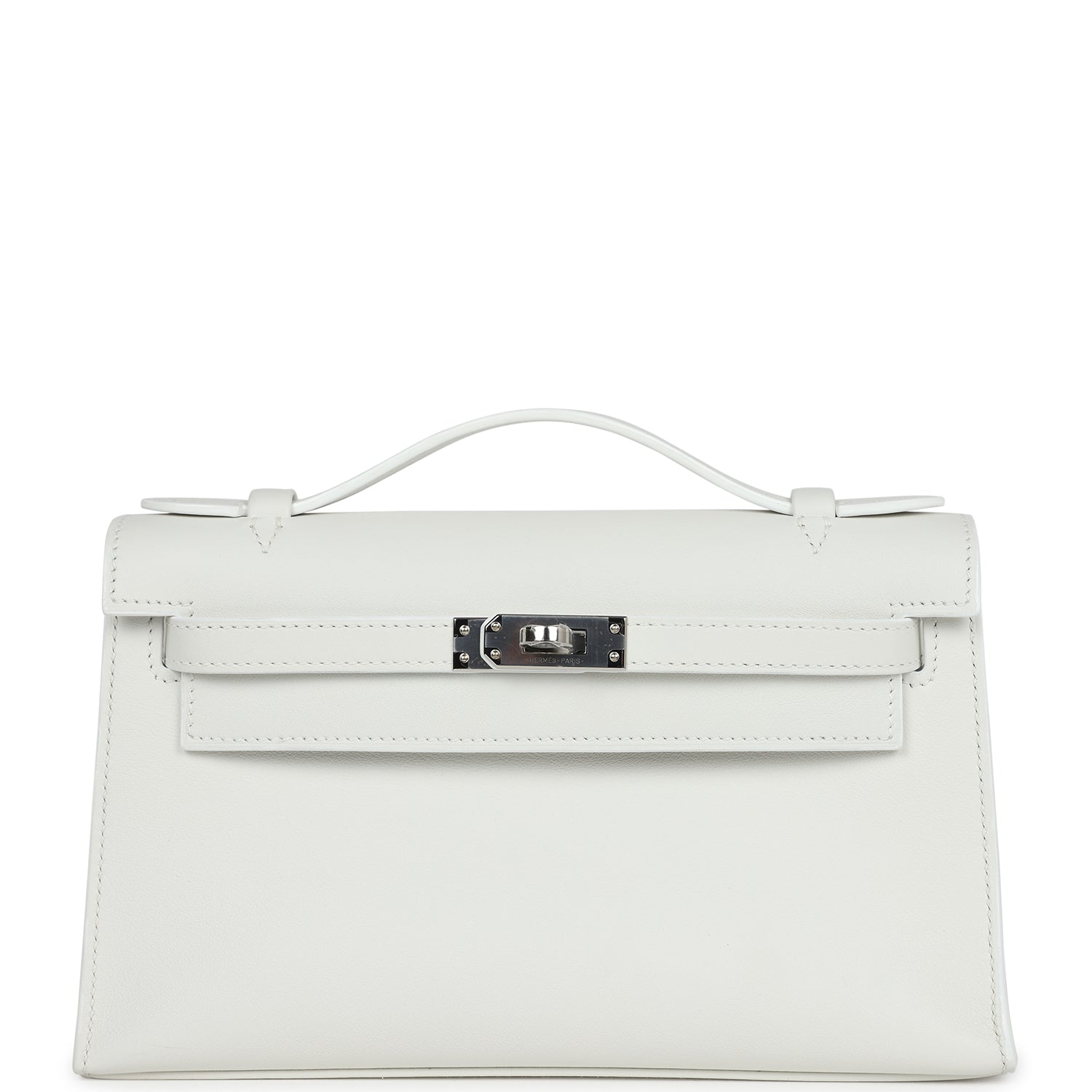 Hermes Kelly Pochette White Swift Palladium Hardware - Bob Flawless Skincare 