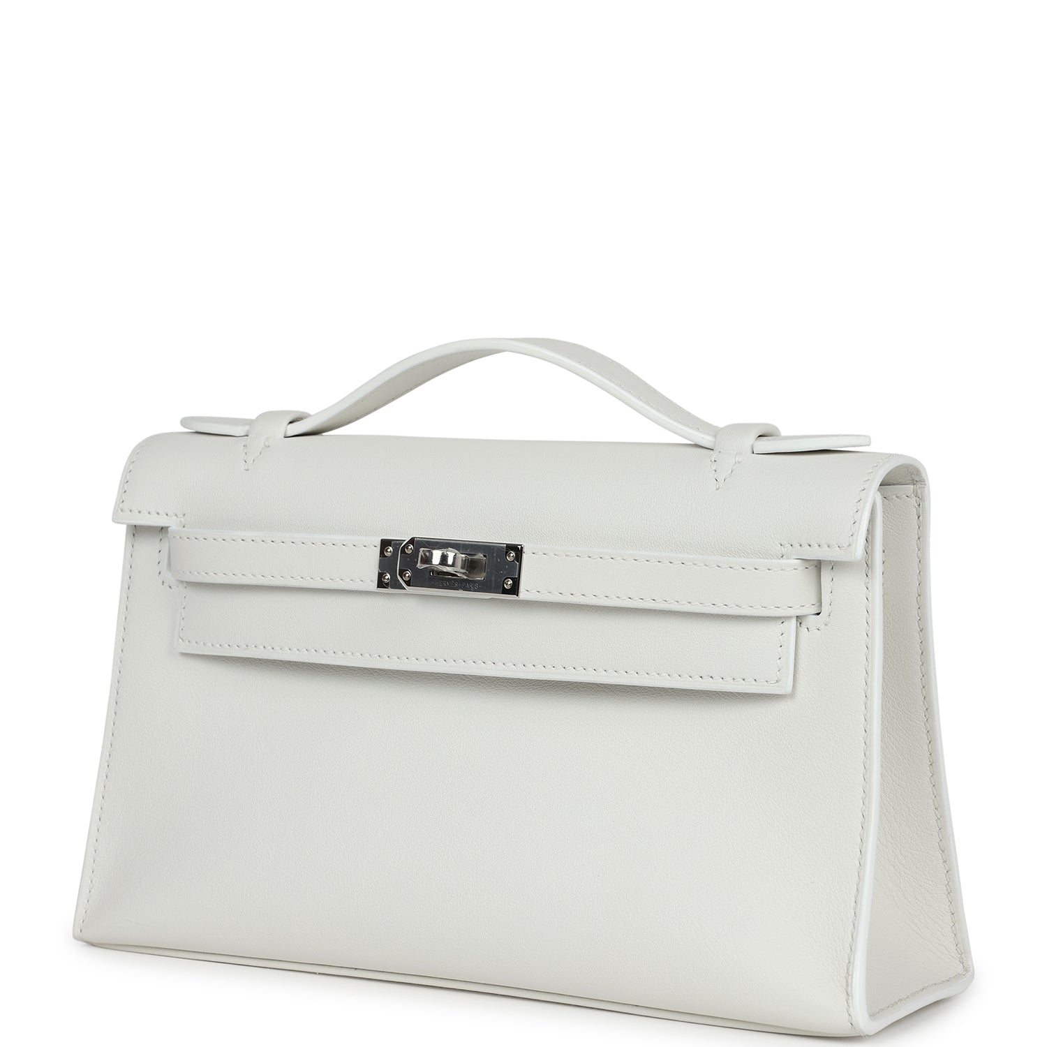 Hermes Kelly Pochette White Swift Palladium Hardware - Bob Flawless Skincare 