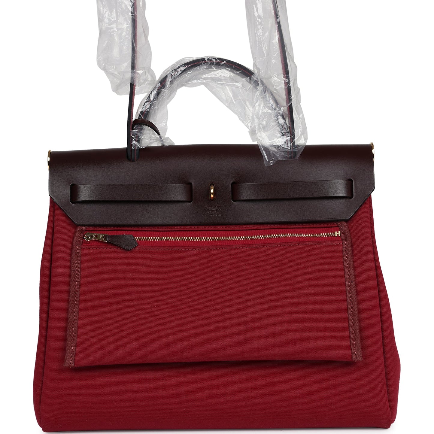 Hermes Herbag Zip 31 PM Rubis Toile and Rouge Sellier Vache Hunter Gold Hardware - Bob Flawless Skincare 