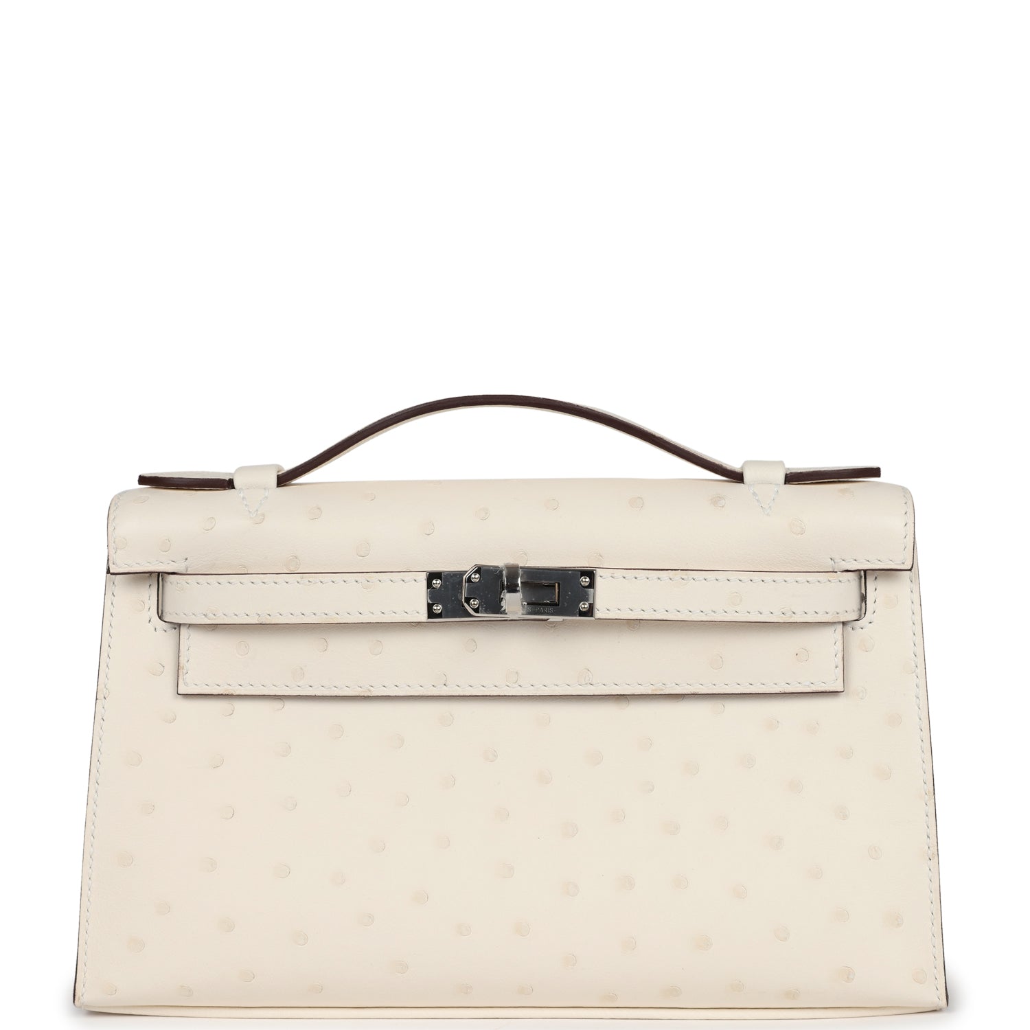 Hermes Kelly Pochette Nata Ostrich Palladium Hardware - Bob Flawless Skincare 