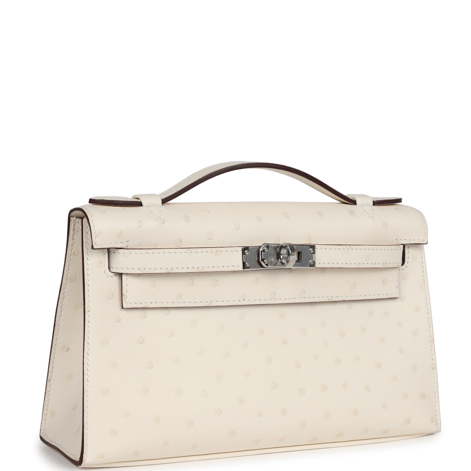 Hermes Kelly Pochette Nata Ostrich Palladium Hardware - Bob Flawless Skincare 