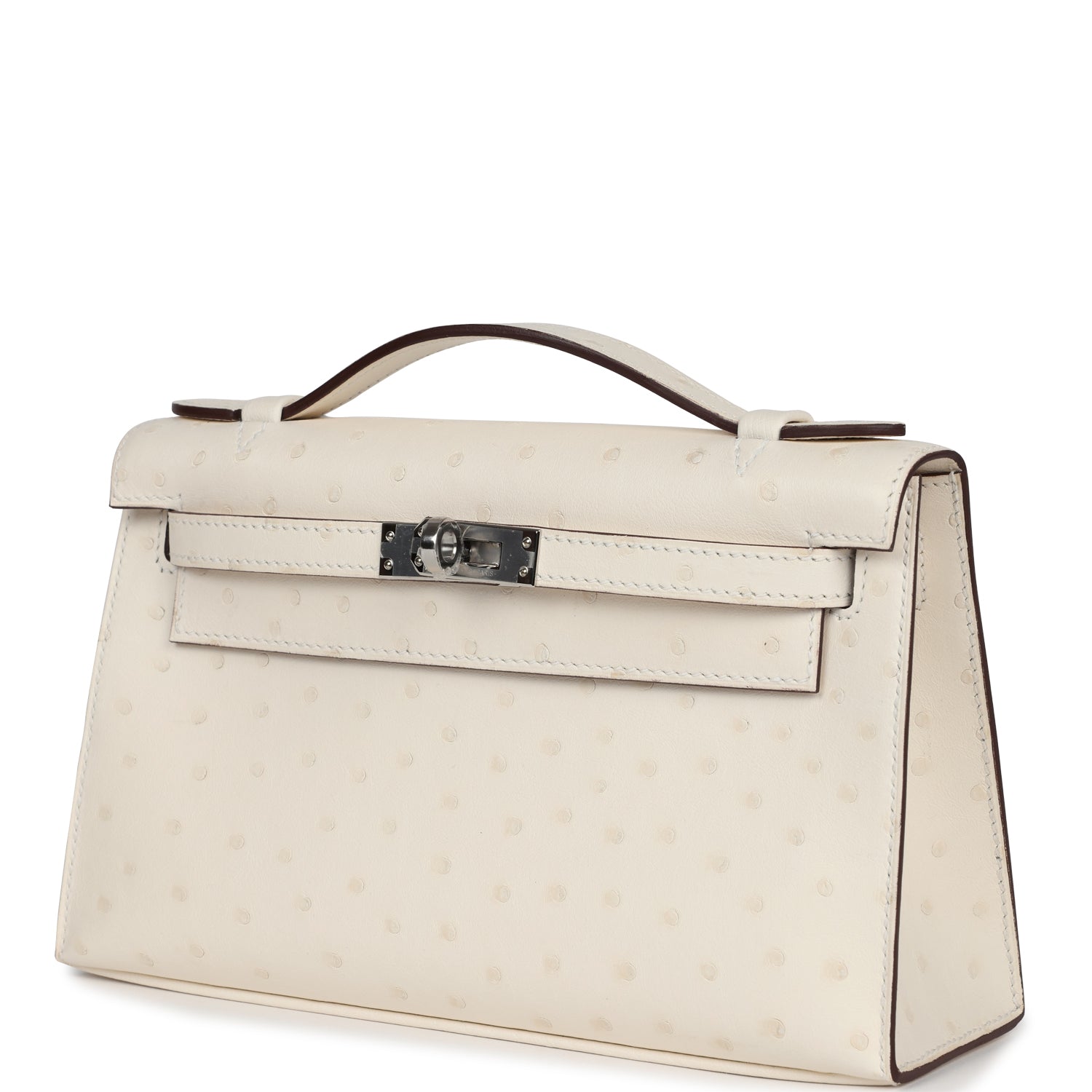 Hermes Kelly Pochette Nata Ostrich Palladium Hardware - Bob Flawless Skincare 