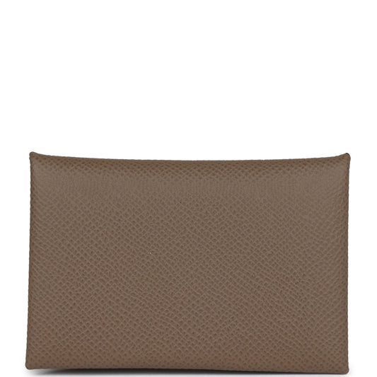 Hermes Calvi Duo Card Holder Etoupe Epsom Palladium Hardware - Bob Flawless Skincare 