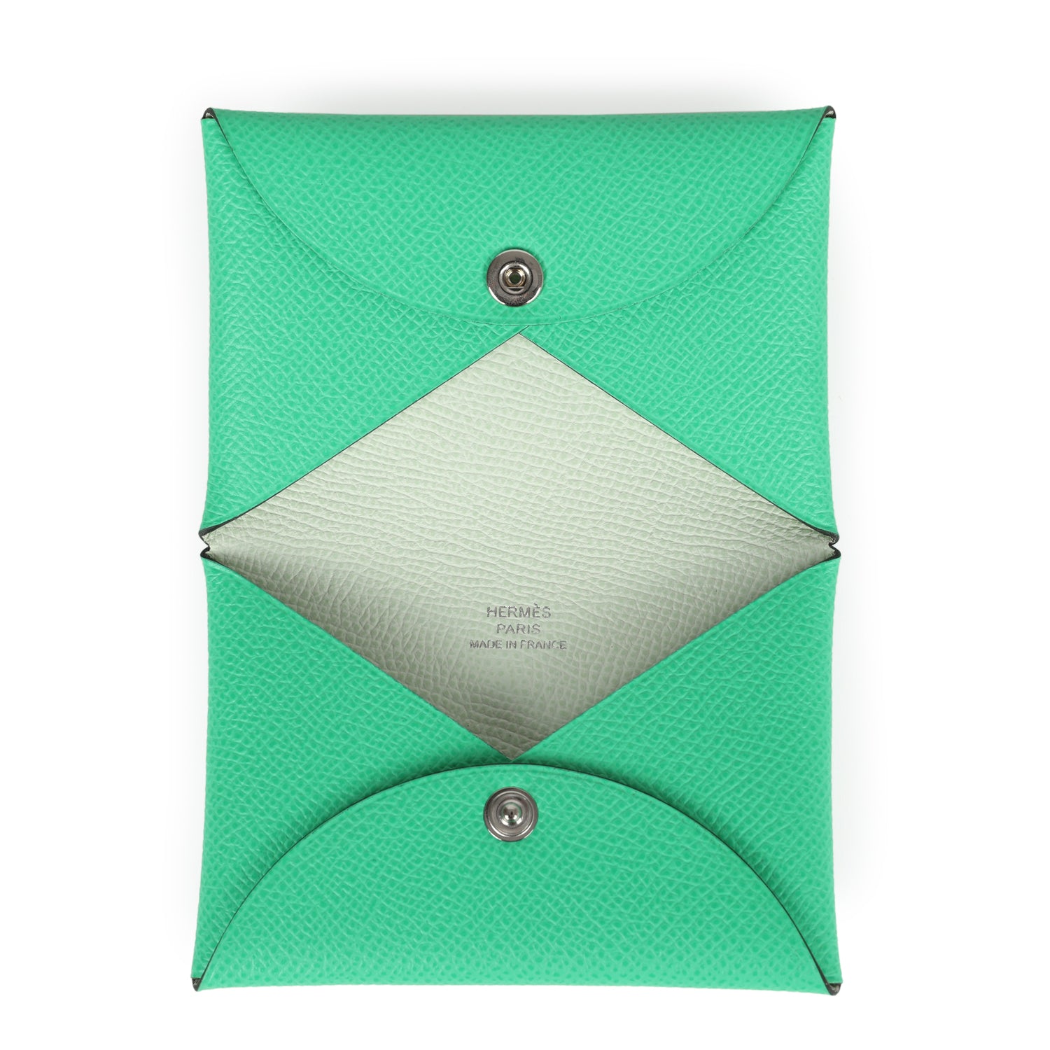 Hermes Calvi Card Holder Vert Comics Verso Epsom Palladium Hardware - Bob Flawless Skincare 