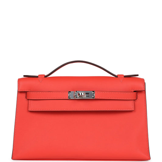 Hermes Kelly Pochette Orange Field Swift Palladium Hardware - Bob Flawless Skincare 