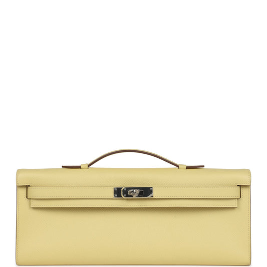 Hermes Kelly Cut Jaune Poussin Epsom Palladium Hardware - Bob Flawless Skincare 