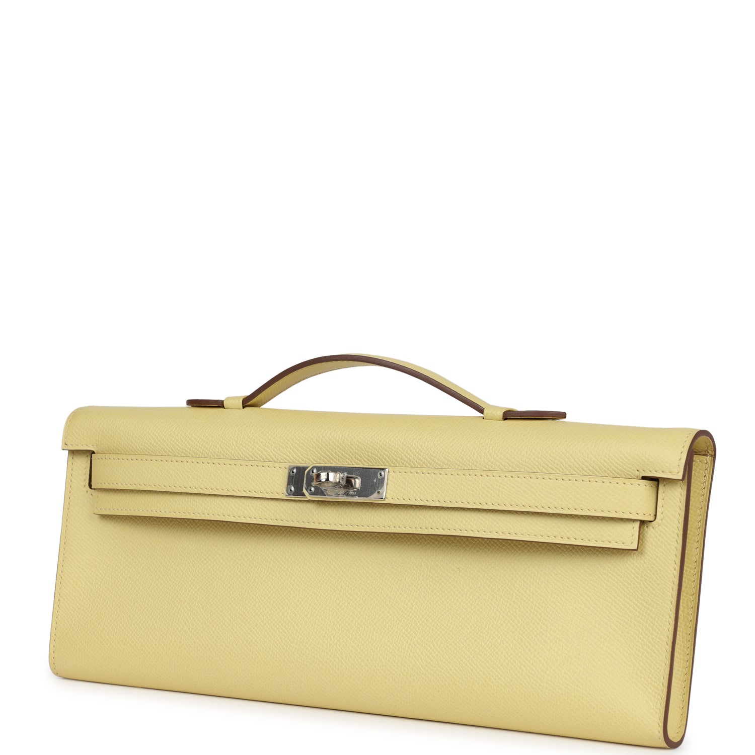 Hermes Kelly Cut Jaune Poussin Epsom Palladium Hardware - Bob Flawless Skincare 