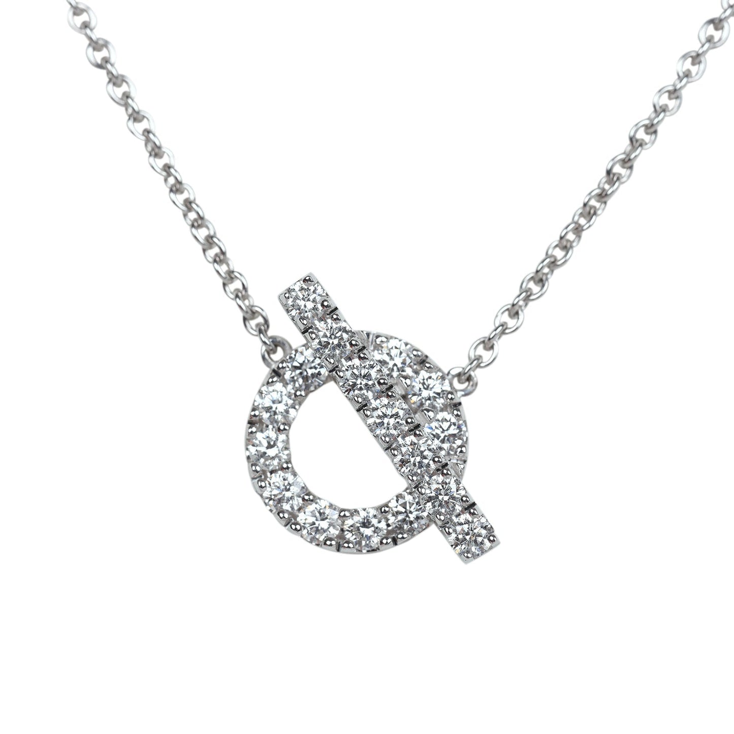 Hermes 18k White Gold San Coloris Diamond Finesse Pendant Necklace