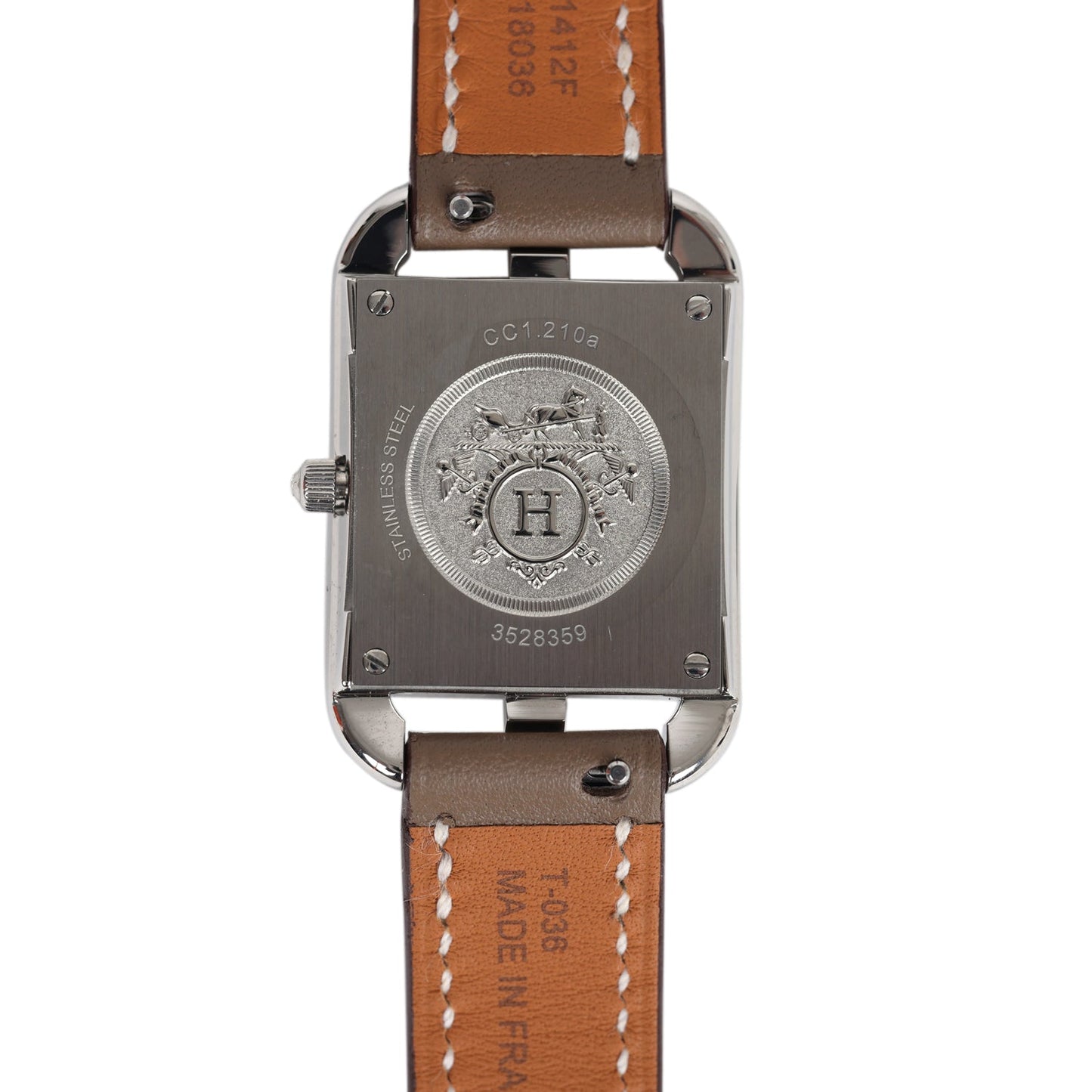 Hermes Small Cape Cod Double Tour Watch Etoupe Swift Palladium Hardware