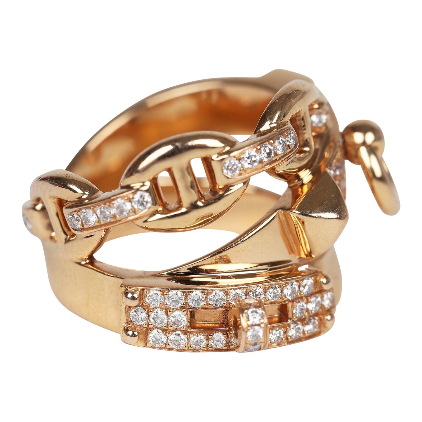 Pre-owned Hermes Alchimie Ring GM 18K Rose Gold and Diamonds