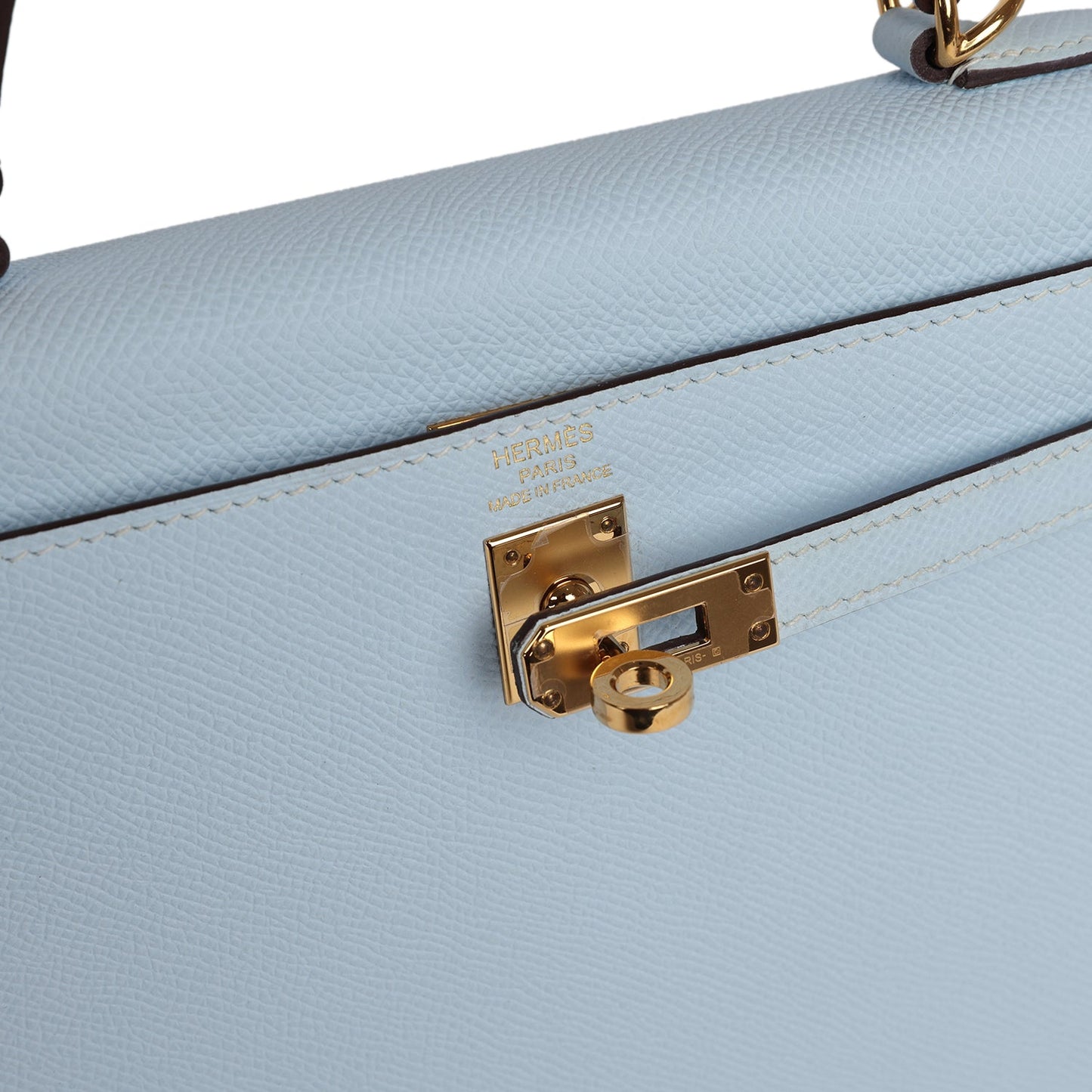 Hermes Kelly Sellier 25 Bleu Brume Epsom Gold Hardware