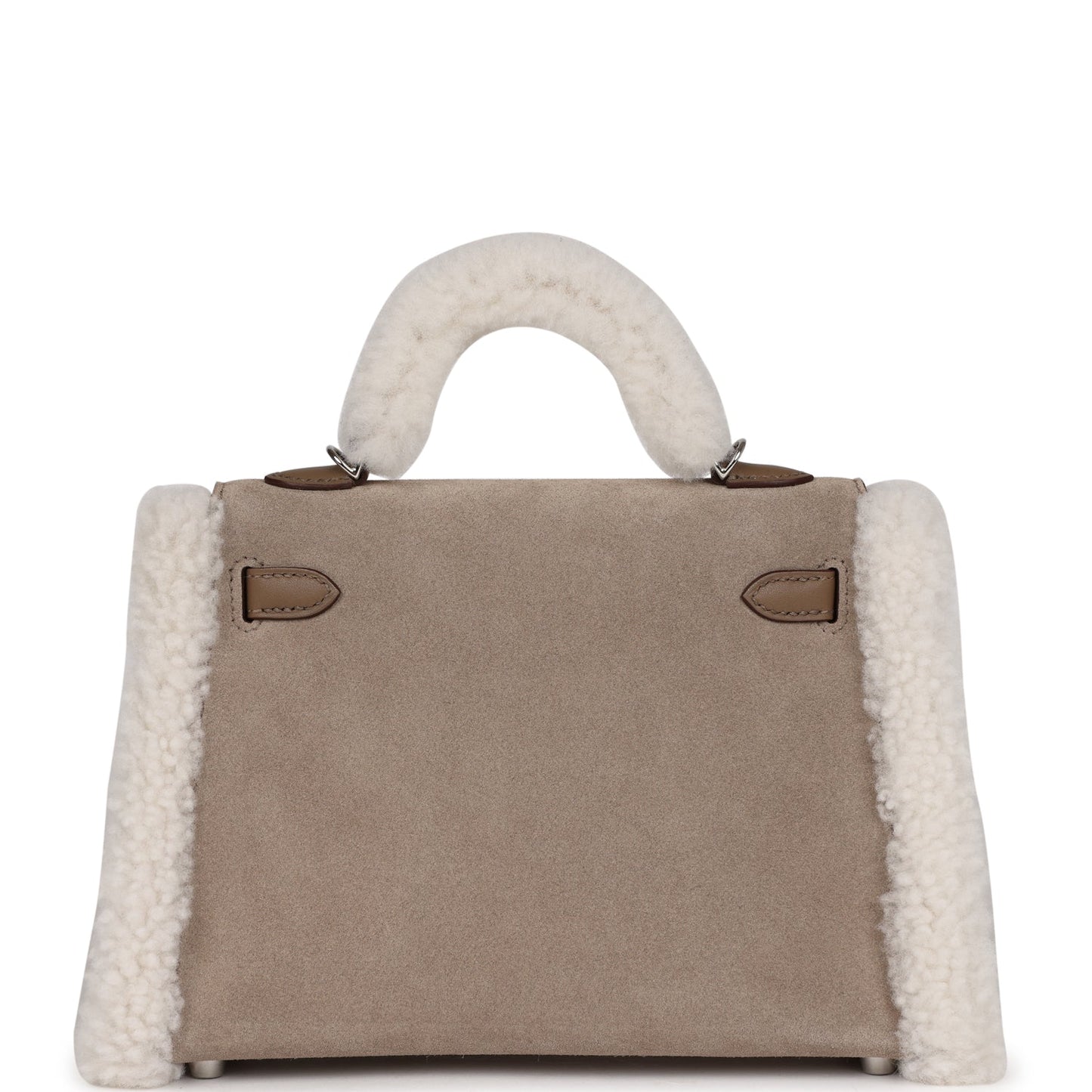 Hermes Teddy Kelly 20 Etoupe Shearling and Swift Palladium Hardware