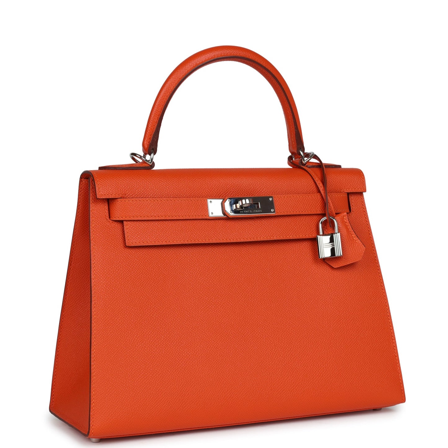 Pre-owned Hermes Kelly Sellier 28 Feu Epsom Palladium Hardware