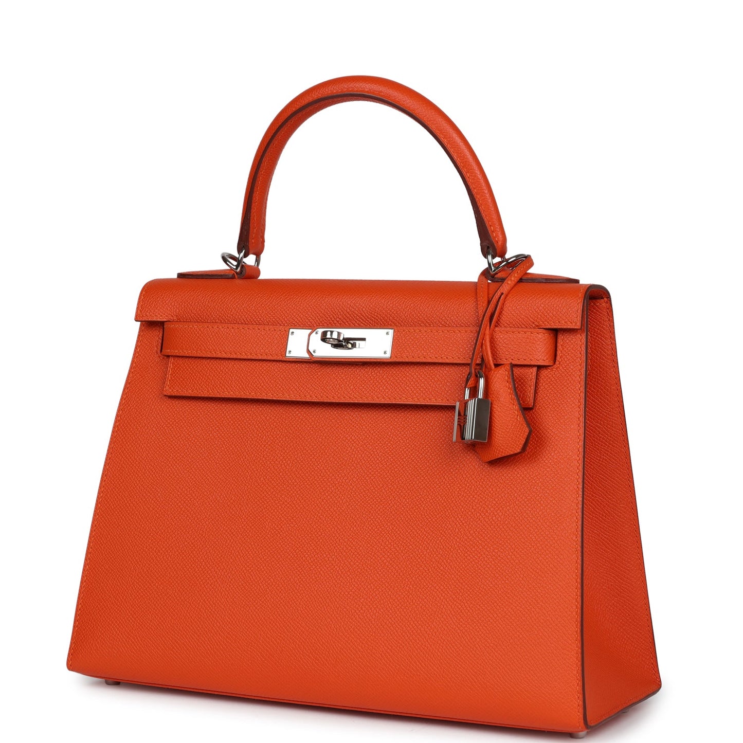 Pre-owned Hermes Kelly Sellier 28 Feu Epsom Palladium Hardware