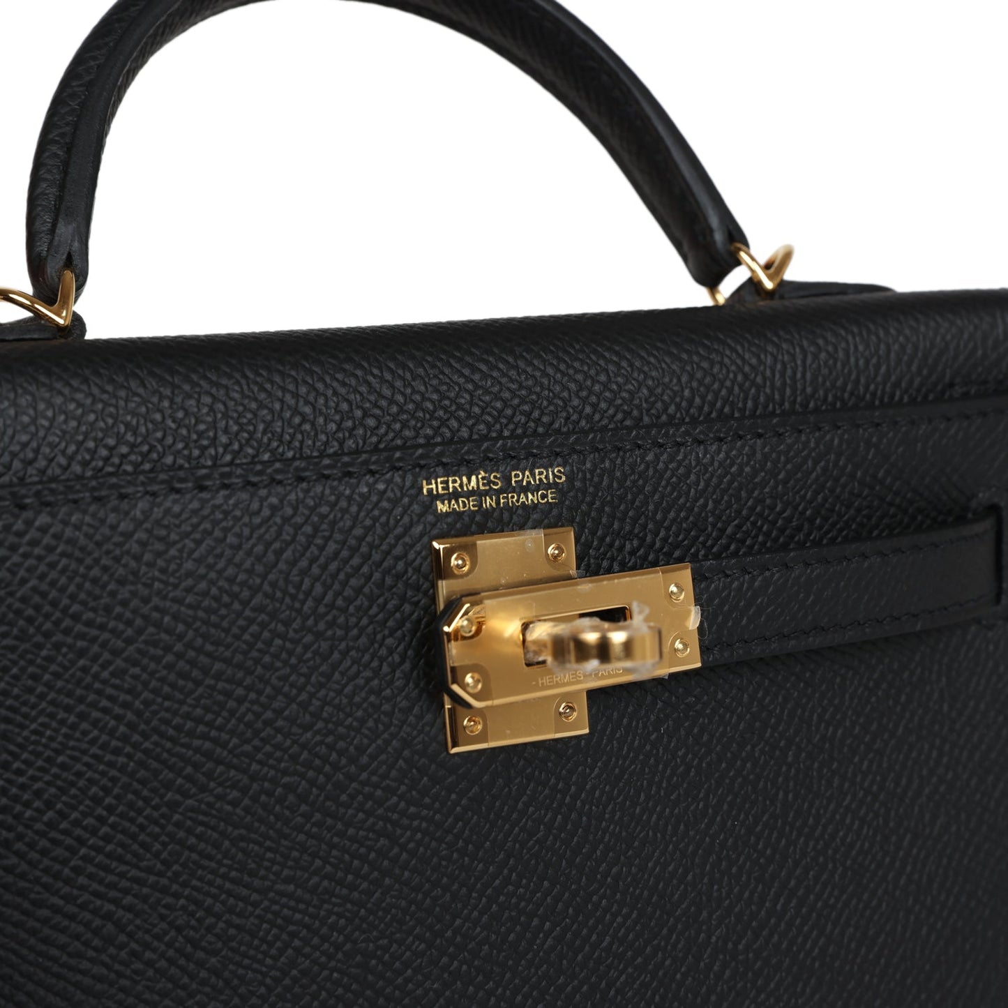 Hermes Kelly Sellier 20 Black Epsom Gold Hardware