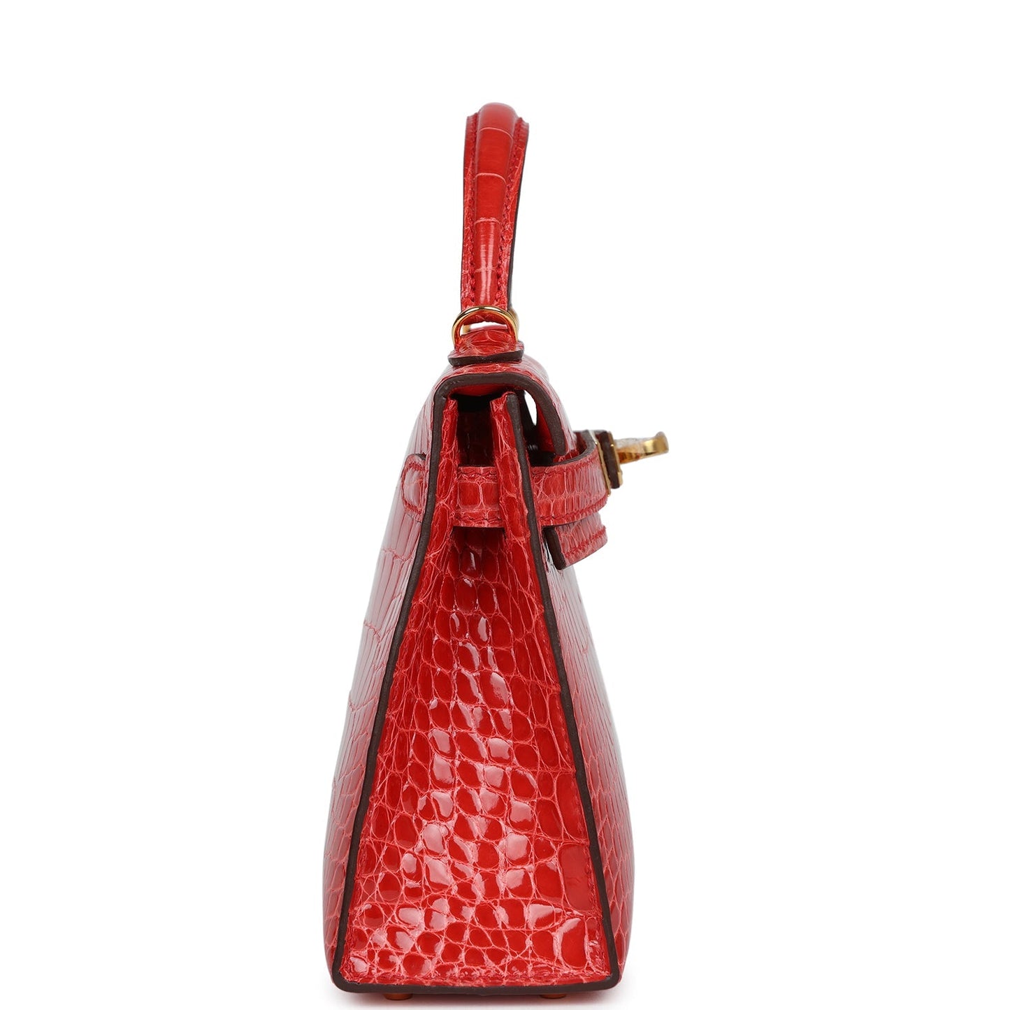 Hermes Kelly Sellier 20 Rouge de Coeur Shiny Alligator Gold Hardware