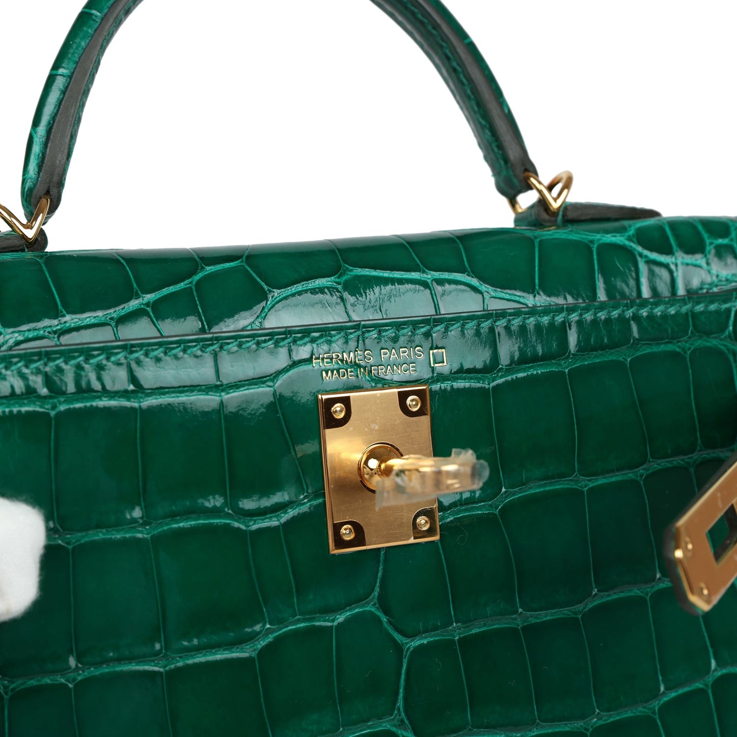 Hermes Kelly Sellier 20 Emerald Shiny Alligator Gold Hardware