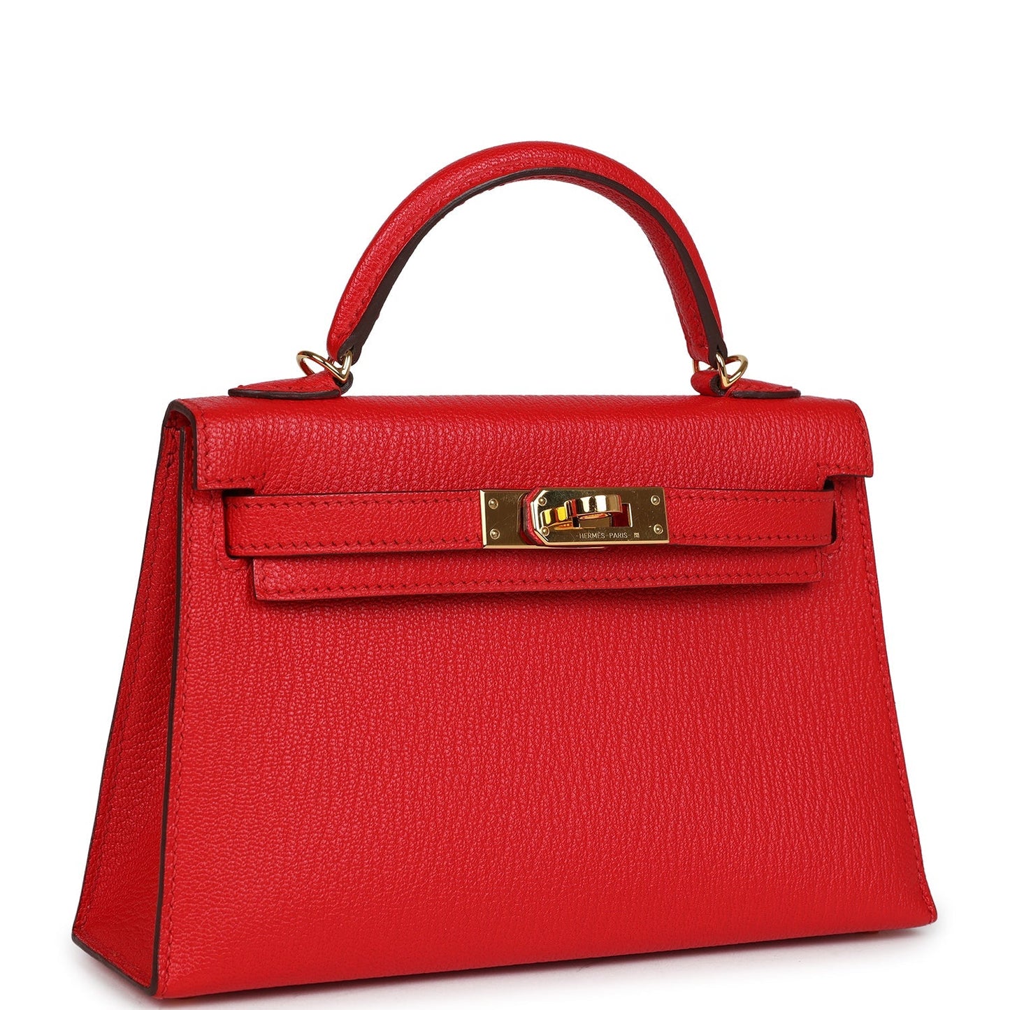 Pre-owned Hermes Kelly 20 Rouge de Coeur Chevre Mysore Gold Hardware