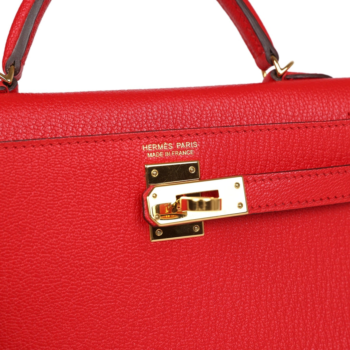 Pre-owned Hermes Kelly 20 Rouge de Coeur Chevre Mysore Gold Hardware