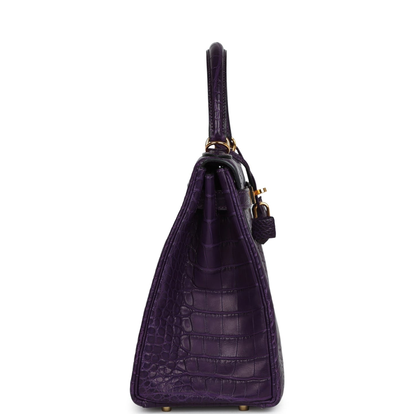 Hermes Kelly Retourne 28 Amethyst Matte Alligator Gold Hardware