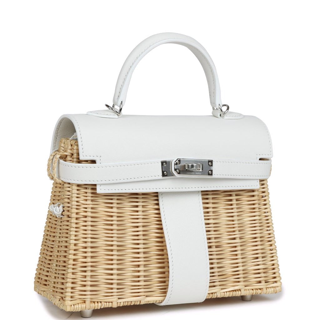 Hermes Mini Picnic Kelly 20 White Swift Palladium Hardware