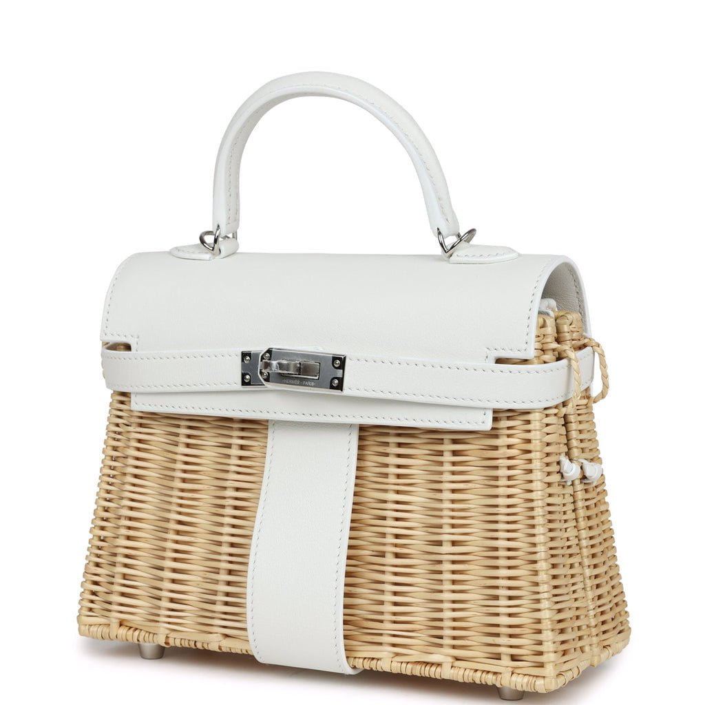 Hermes Mini Picnic Kelly 20 White Swift Palladium Hardware