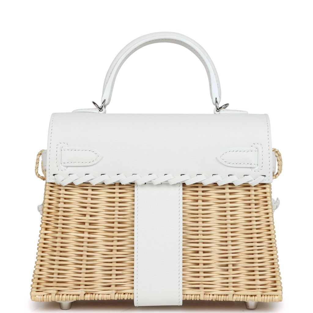 Hermes Mini Picnic Kelly 20 White Swift Palladium Hardware