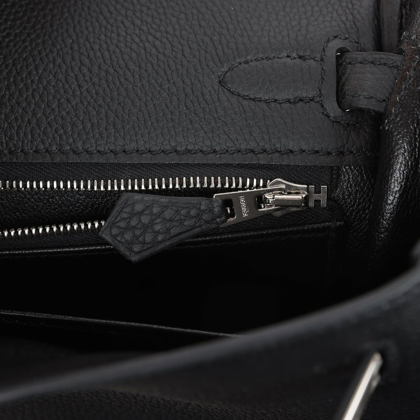 Hermes Kelly Retourne 25 Black Togo Palladium Hardware