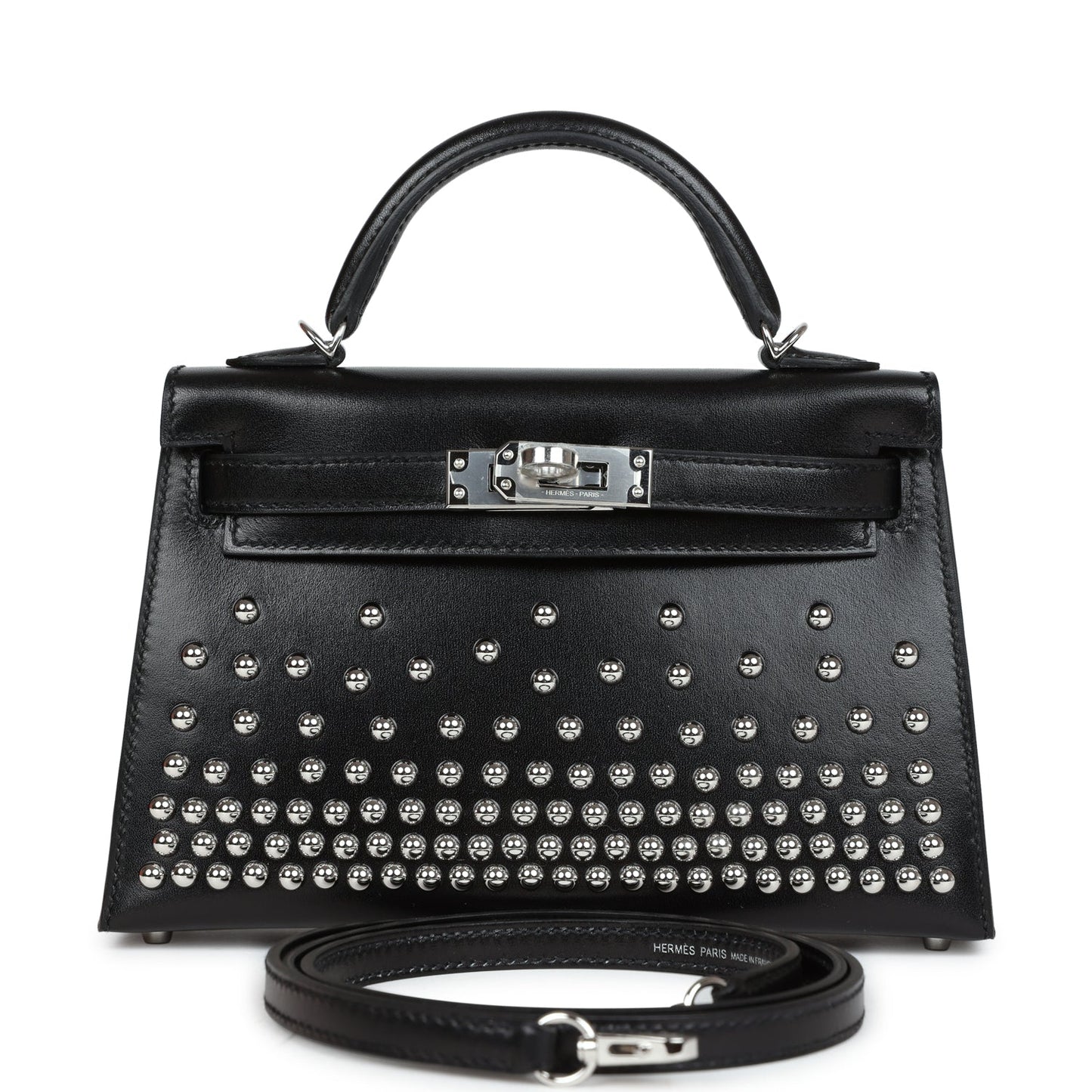 Hermes Kelly Sellier 20 Clouté Black Box Palladium Hardware