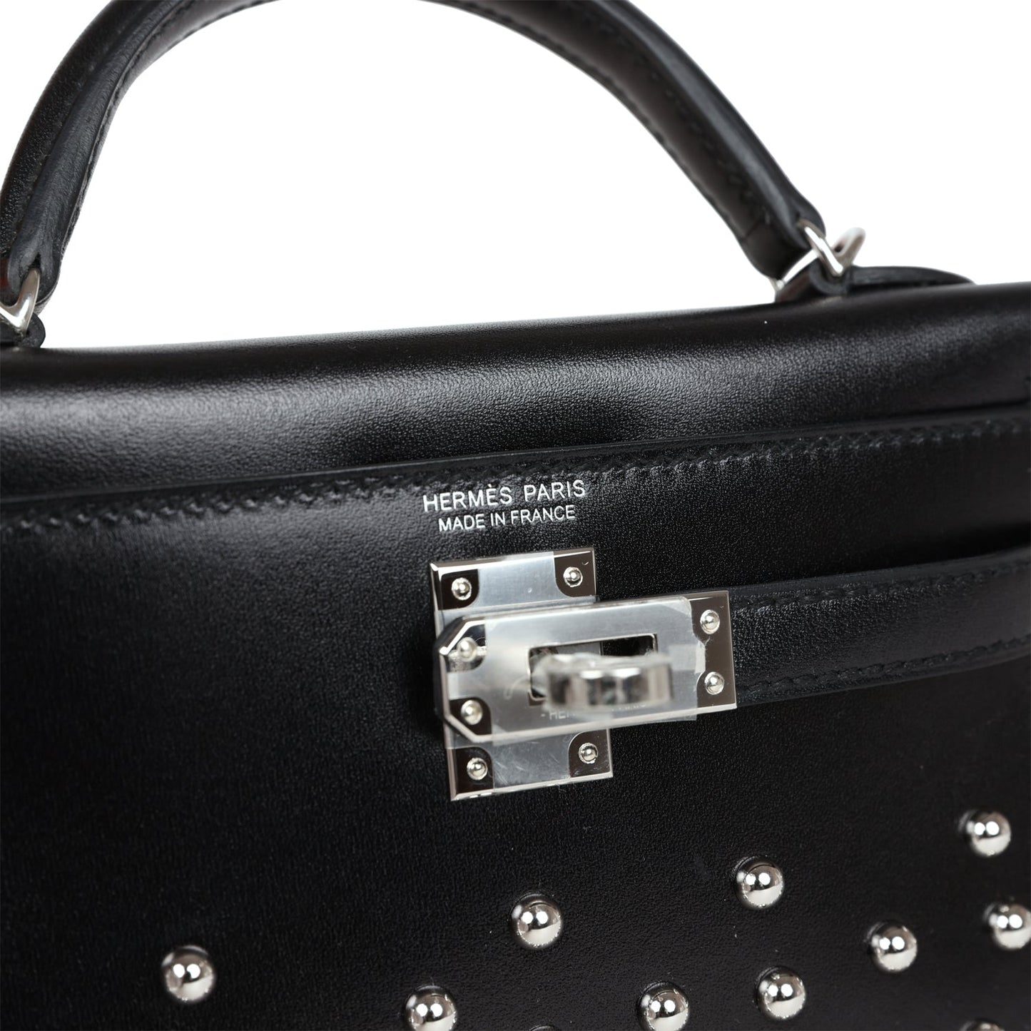 Hermes Kelly Sellier 20 Clouté Black Box Palladium Hardware