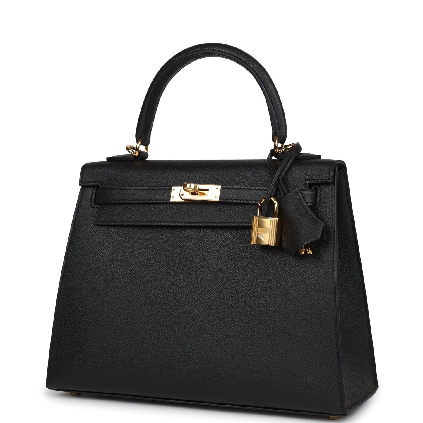 Hermes Kelly Sellier 25 Black Epsom Gold Hardware