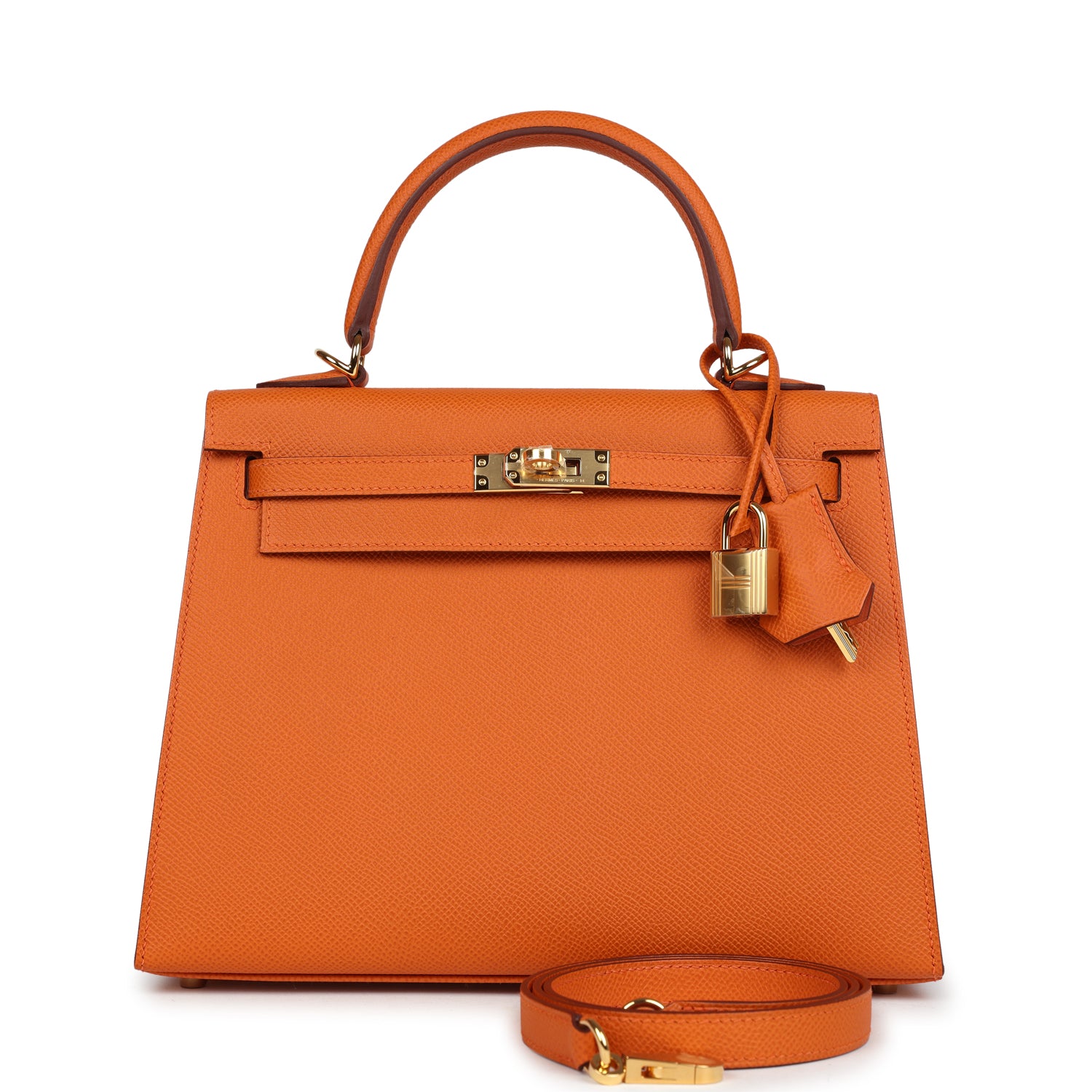 Hermes Kelly Sellier 25 Orange Epsom Gold Hardware - Bob Flawless Skincare 