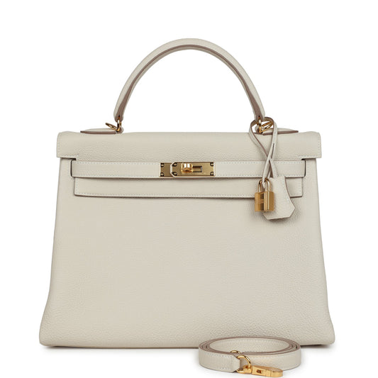 Hermes Kelly Retourne 32 Craie Togo Gold Hardware