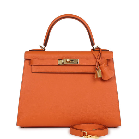 Hermes Kelly Sellier 28 Orange Epsom Gold Hardware