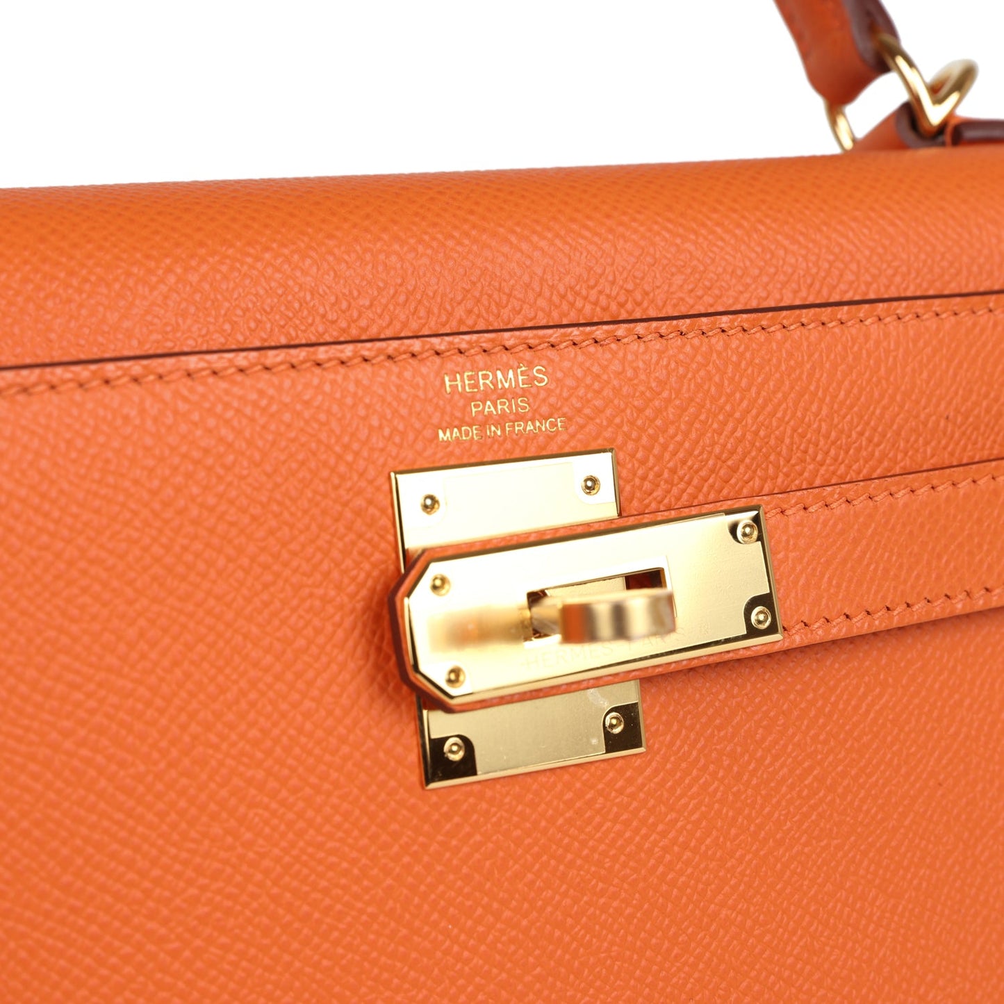 Hermes Kelly Sellier 28 Orange Epsom Gold Hardware