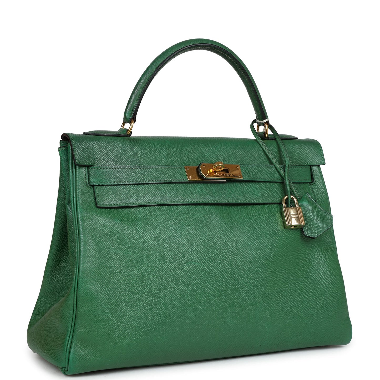 Vintage Hermes Kelly Retourne 32 Vert Bengale Courchevel Gold Hardware