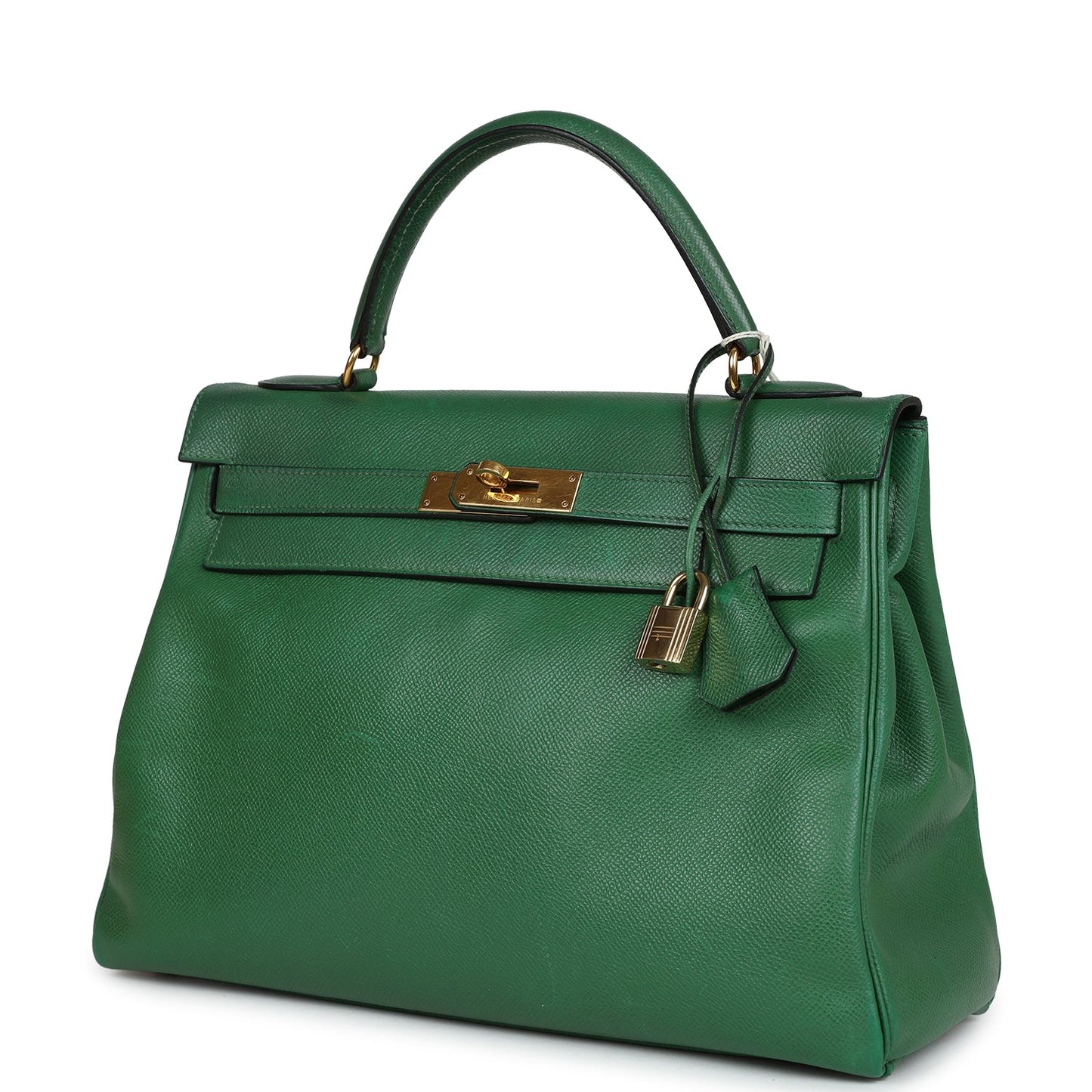 Vintage Hermes Kelly Retourne 32 Vert Bengale Courchevel Gold Hardware